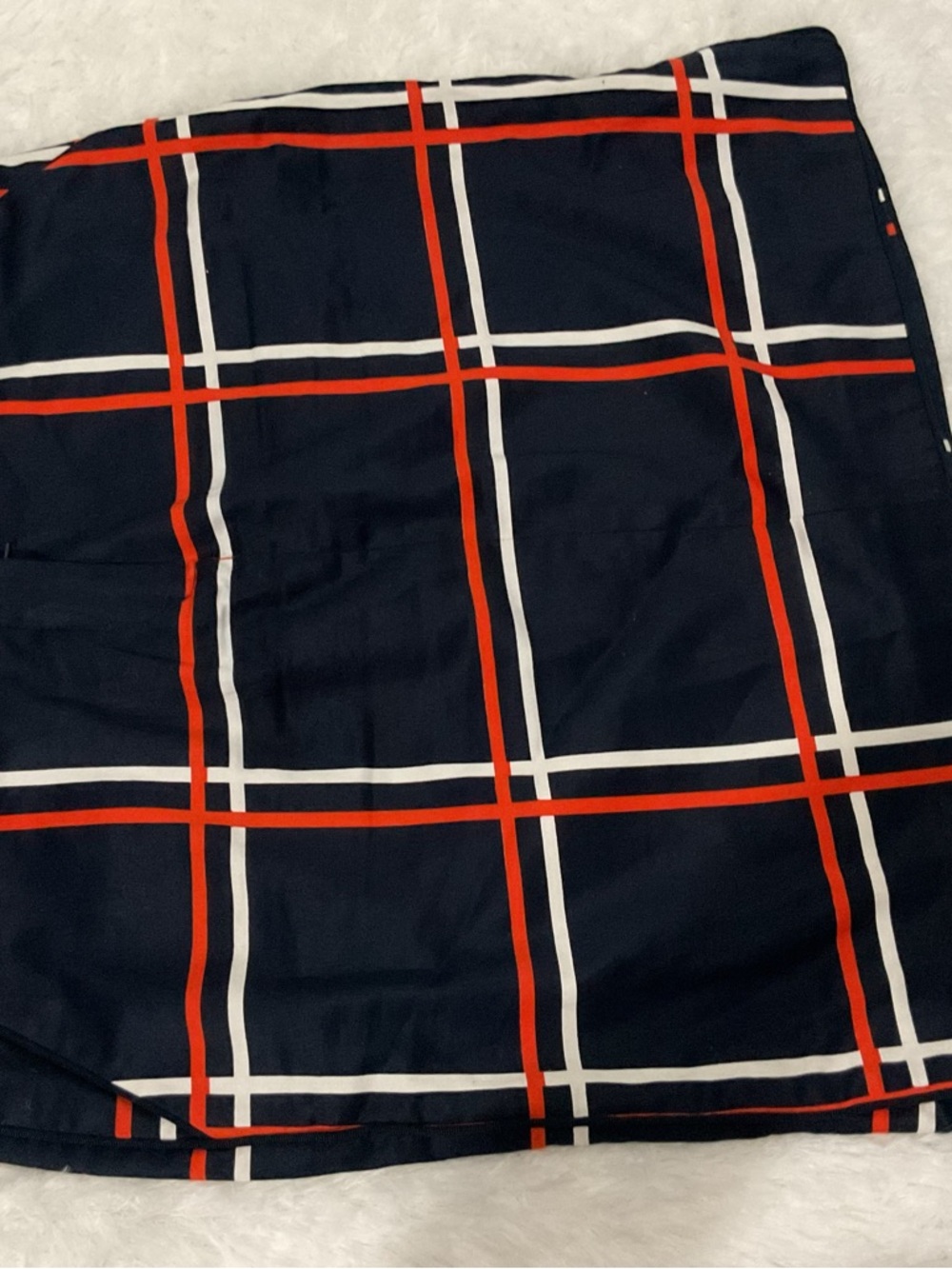 Elizabeth McKay Navy Plaid Skirt with Red and White Stripes